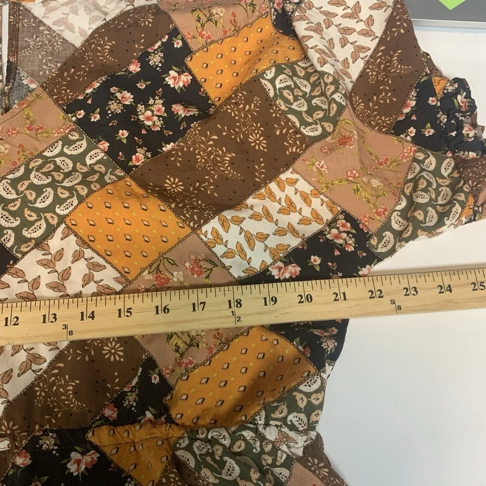 Mustard Seed Romper Womens Medium Boho‎ Patchwork Cottage Peasant Relaxed Fit M